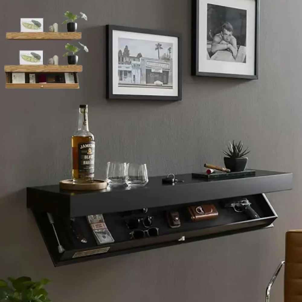 etagere bois avec cachette