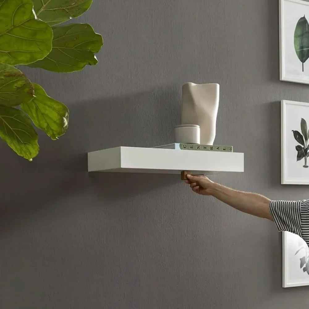 etagere bois compartiment cache blanc