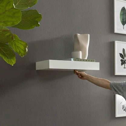 etagere bois compartiment cache blanc