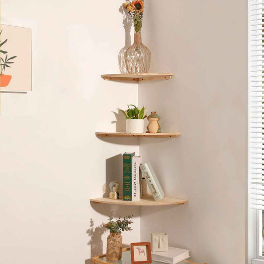 etagere bois murale en coin