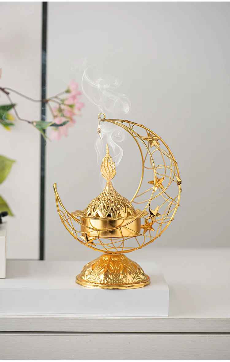 porte encens croissant dore oriental