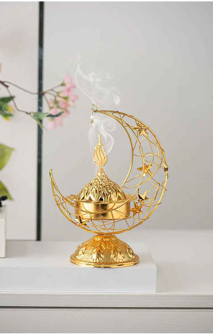 porte encens croissant dore oriental