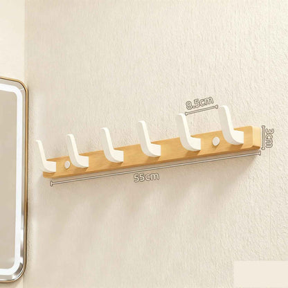 porte manteau bois crochets blancs
