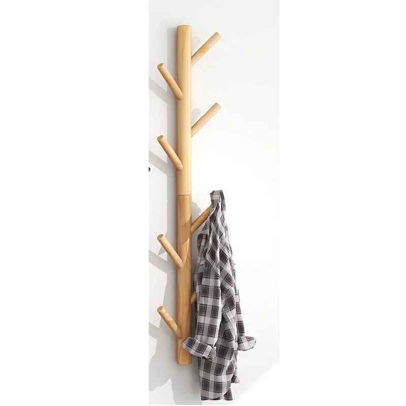 porte manteau mural bois huit crochets design